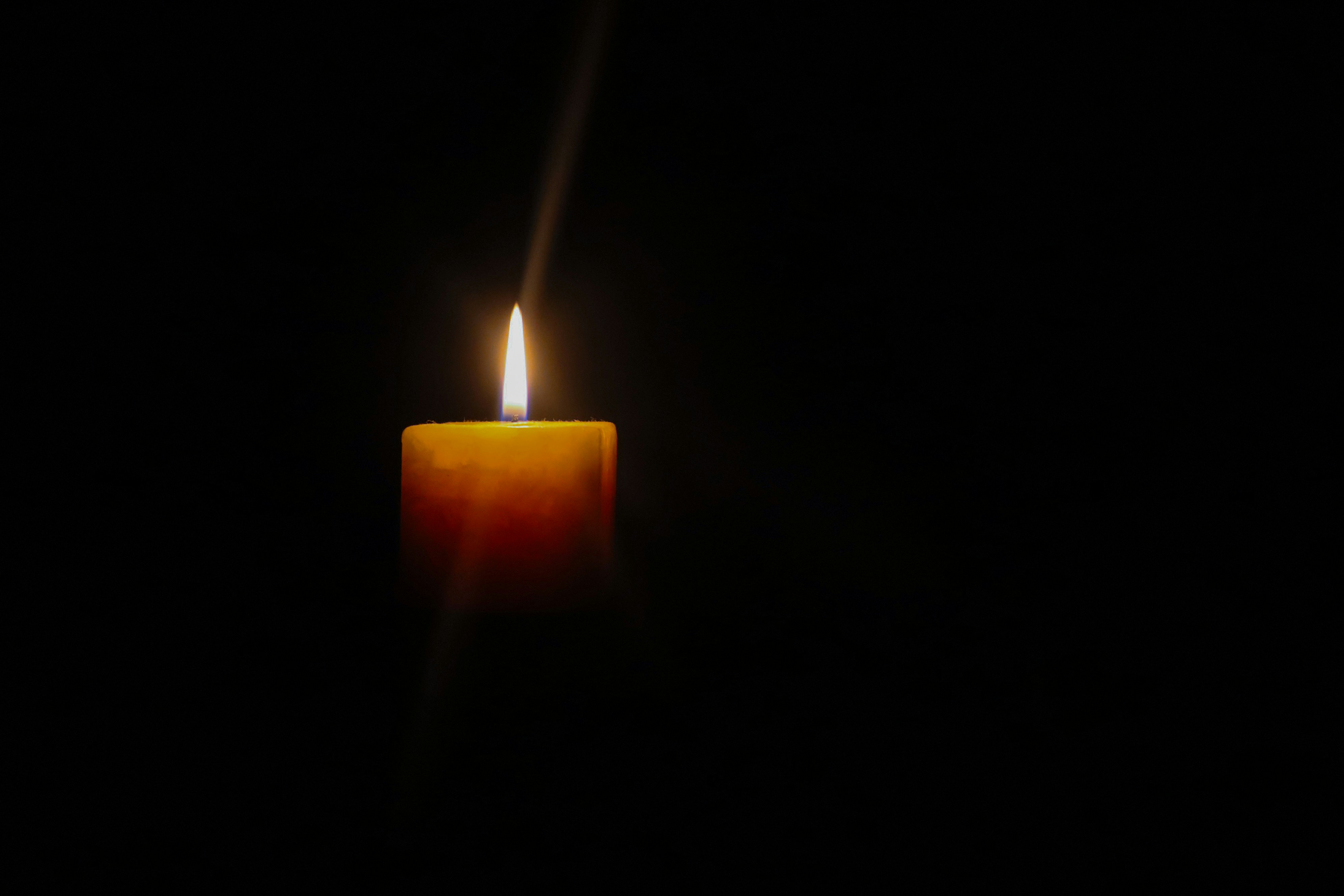 A candle glowing softly