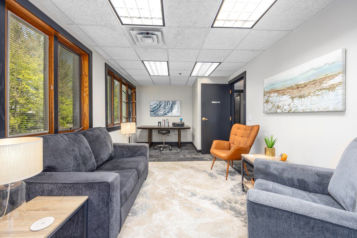 Therapy office with reinsulated walls for sound privacy